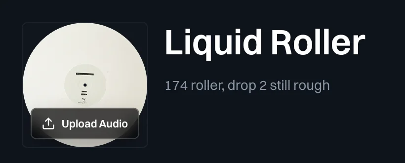 A project header with the Upload Audio button on the artwork, beside the project title